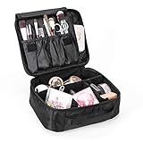 Lmeison Premium Waterproof Portable Velcro Travel makeup bag / Makeup Brush Sets / Cosmetic Artist Organizer Kit for Women Makeup or Men Shaving Kit for vacation-Black