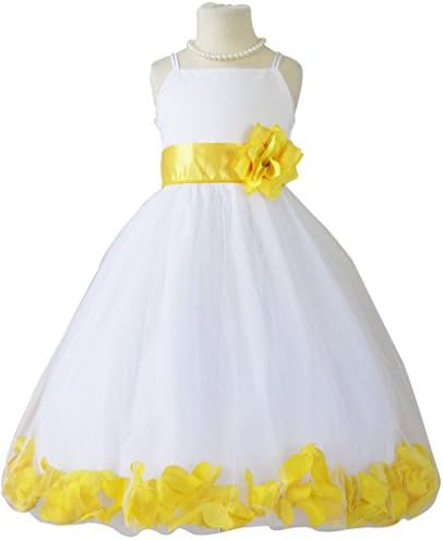 Flower Girl Dress Rose Petal Paperio Easter Wedding Girl White (Baby - 14) Yellow 8