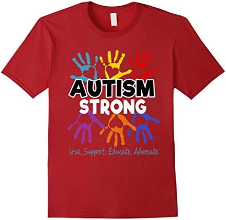 Mens Autism Awareness T shirt For Mom / Dad/ Kid - Autism Strong 2XL Cranberry