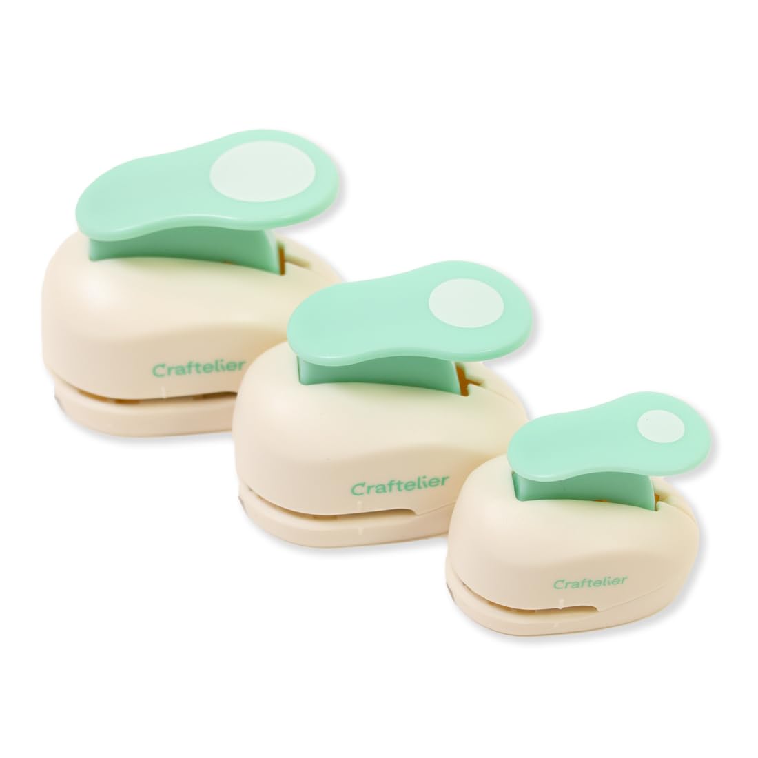 Craftelier - Pack of 3 Snap-On Lever Circle Punch | Sizes 3/8" + 5/8" + 1" | Suitable for Paper and Cardstock | Ideal for Card Making, Crafting and Scrapbooking Projects