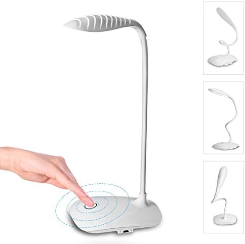 WONGKUO Portable Table Lamp Gooseneck Eye-care Dimmable 3 Level Brightness Adjustable Desk Lamp LED Light Touch Control for Study Reading Working Camping