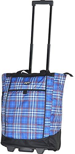 Olympia USA Shopper Tote Bag - 20" (Plaid Blue)
