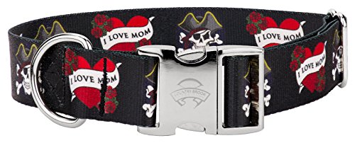 Country Brook Design 1 1/2 Inch Premium I Love Mom Dog Collar - Extra Large
