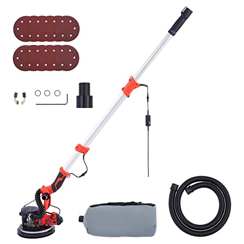 Drywall Sander With Vacuum Dust Collector, CUBEWAY 6.5A 780W Ceiling And Wall Sander Tool With 7 Variable Speed 900-1800RPM, Popcorn Ceiling Removal Tool, LED Light, 10pcs Sanding Discs