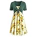 MURTIAL Women's Short Sleeve Bow Knot Bandage Top Sunflower Print Mini Dress Suits T-Shirt