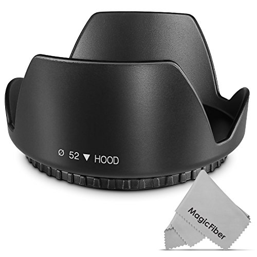 52MM Tulip Flower Lens Hood for Nikon AF-S 18-55mm, 55-200mm f/4-5.6G ED VR II, 50mm f/1.8D, 35mm f/1.8G, Pentax 18-55mm and Select Canon, Sony, Sigma and Tamron Lenses