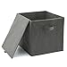 EZOWare Set of 4 Folding Fabric Basket Bin, 13x15x13 inch Collapsible Organizer Storage Cube with Handles for Home, Bedroom, Nursery, Office, Kids Playroom - Gray