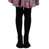 Leg Elegant Girls Microfiber Soft Opaque Solid Colored Footed Tights (8-10, Black)