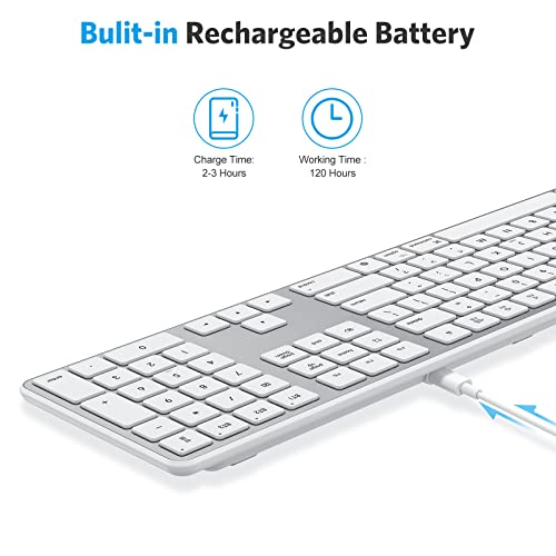 Bluetooth Keyboard for Mac, OMOTON Wireless Keyboard with Numeric