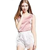 Zmart Women's Sexy Round Neck Silk Satin Camisoles Tank Tops Pink Small