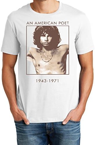 Mens Soft Cotton Jim Morrison The Doors Graphic Tee, White, Large