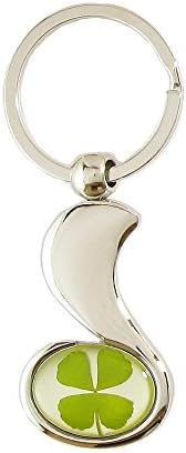 Genuine Four-leaf Lucky Clover Shamrock Crystal Amber Key Chain, Thumbs Up, Great Job ! Well Done ! (2-Pack)