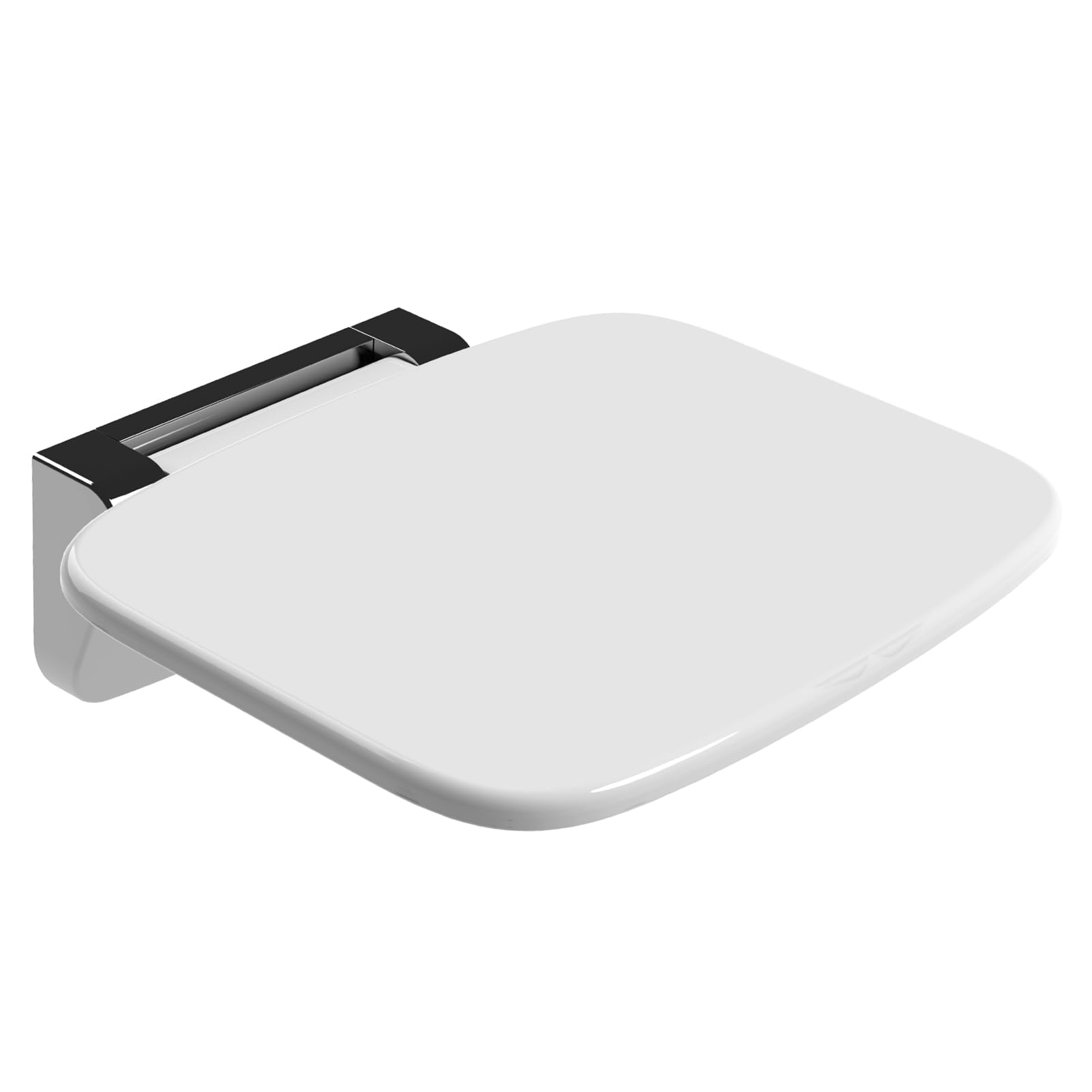 Heuffe Folding Shower Seat for Bath Wall Mounted,Fold Up Shower Stool,Shower Chair Foldable,Fold Down Bathroom Stool for Elderly (White)