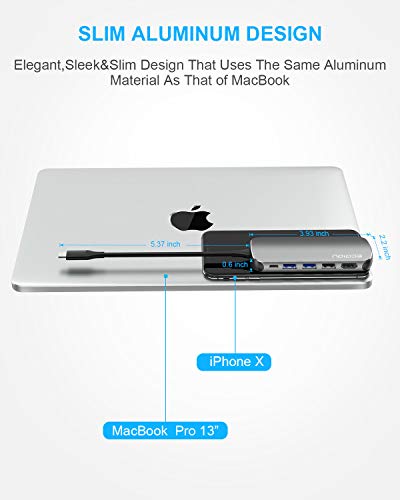 USB C Hub,ECOIOU 9-in-1 Ports Type-C Hub Adapter for 4K HDMI, USB 2.0/3.0 PD Power Delivery, SD 3.0 Card Reader, Ethernet, Audio Jack, Compatible with MacBook, Surface, PixelBook, USB-C Smartphones