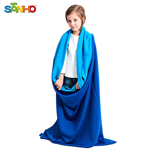 SANHO Soothing Hug Body Sock—Sleeping Bag Therapeutic Function Sensory, Anxiety Autism,Safety Material Suitable Kids Age 3+ (Blue)