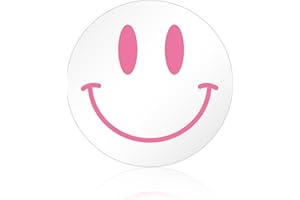 DARENYI Pink Preppy Mirror for Teen Girls 12 inch Smiling Face Mirror Aesthetic Preppy Room Decor for Bathroom Bedroom Living