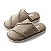 FITORY Women's Slippers,Soft Suede Plush Lined Slip On Memory Foam Clog For Indoor House (7-8 B(M) US, Khaki)