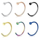 Feramox 18G 316L Stainless Steel Nose Rings Hoop Nose Piercing Body Jewelry 6PCS-10mm