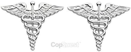 Caduceus Collar - Lapel Insignia - Pair - Nickel