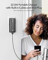 VRURC Portable Charger with Built-in Cables & AC