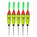 QualyQualy 5 Pcs/Set Fishing Floats Foam Bobbers + 10Pcs Fishing Glow Sticks,10g 20g 30g Long Vertical Luminous Night Lighting Bobbers for Fishing