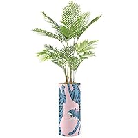 SIGNWIN Areca Palm Tree with Growling Blue & Black Illustrated Tiger Vase Animals Wildlife Minimalism Zen Dramatic Multicolor Ultra for Living Room, Bedroom, Office - X-Large 5 Feet (60