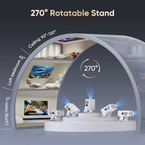 2026 Smart Projector Built-in-Apps, Android TV, Supported 4K/Native 1080P, 300 ANSI, Wifi 6 Bluetooth 5.2, Portable Mini Movie Projector for Bedroom Home, Auto Keystone, iOS/Switch/PS5