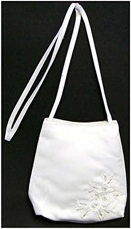 White Communion - Bridal Formal White Beaded Purse With Shoulder Strap (57B101)