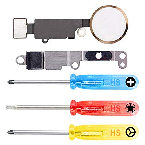 MMOBIEL Home Button Compatible with iPhone SE 2022 / SE 2020/8/ 7/7 Plus - Flex Cable Connector - Replacement - Incl. Screwdrivers - Gold