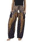 Lannaclothesdesign Women's Boho Yoga Peacock Drawstring Thai Harem Pants