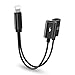 2-in-1 Lightning Splitter Adapter for iPhone X/8/8 Plus/7/7 Plus. Double Lightning Ports for Dual Lightning Headphone Audio & Charge Adapter. Compatible iOS 10 or Later.(Black)