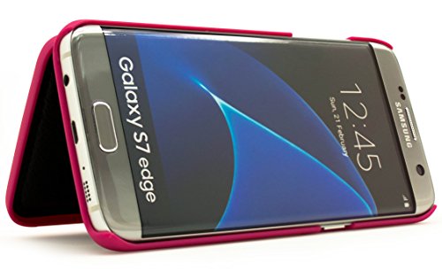 image for Galaxy S7 Edge Case, Bastex Hot Pink Hidden Back Mirror Wallet Case wi