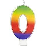 Wilton W2811-1039 Rainbow Candle, Numeral 0
