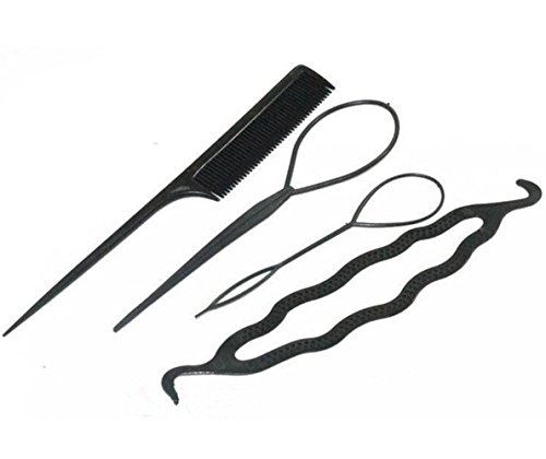 Lovef 3 Kinds Magic Hair Styling Accessories Set Hair Pin Hair Bun Maker Hair Braiding Twist Styling Tool Comb for Women (1 Pack Black)