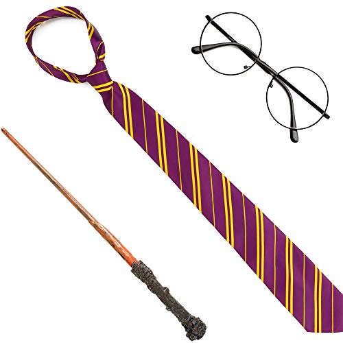 image for Skeleteen Wizard Costume Accessories Set - Nerd Circle Glasses, Red an