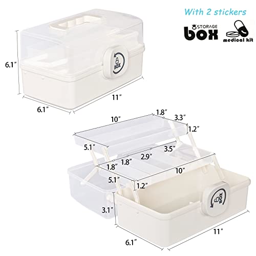 Art Box Organizer and Craft Box with 3Layers Folding Tray, Clear