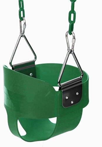 Hindom High Back Full Bucket Baby Toddler Swing Seat, Outdoor Garden Swing Seat with Chains for Children Kids(US STOCK)