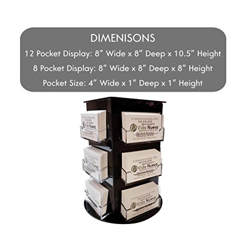 Clear Choice Deluxe Rotating Business Card Display | Great for Medical Offices, Law Firms, Banks, Real Estate Offices, Retail Stores, Schools and Much More | Counter-top Black (12 Pocket)