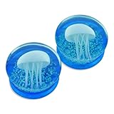 Glow in The Dark White Jellyfish Glass Plugs Ear Gauges