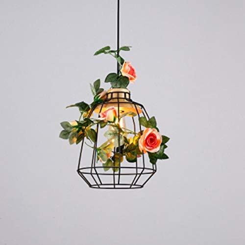 Pendant Ceiling Light Industrial Wall Light Plant Lamp Garden Modern Minimalist Dining Room Lamp Balcony Wrought Iron Flower Chandelier with Green Plant with Led Light Source
