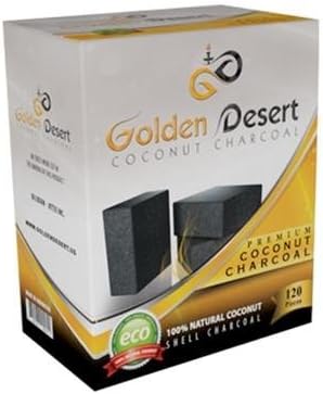 GOLDEN DESERT COCONUT CHARCOAL NATURAL SHISHA COALS FLATS 120 PCS