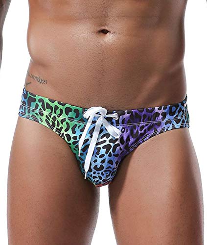 image for MIZOK Mens Bikini Briefs Sexy Low Rise Flowers Print Quick Dry Swim Tr