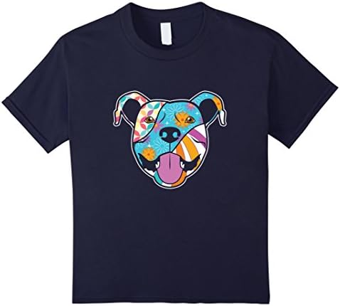 unisex-child Pit Bull Dog Pop Art Graphic T-Shirt - Pit Bull Tee 6 Navy
