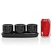 MyGift Set of 4 Contemporary Design Black Ceramic Succulent Planter Pots Display with Drip Tray