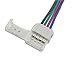 10mm (5050) Solderless LED Light Strip Connector Extension, Multi Color RGB - 6 Inch (4 Pack) Strip to 4 Pin Connector - for LED Strip Light & Tape Light in Kitchens, Cabinets, Shelving & More
