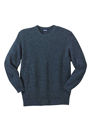 Kingsize Men's Big & Tall Shaker Knit Crewneck Sweater, Navy Marl Tall-5Xl