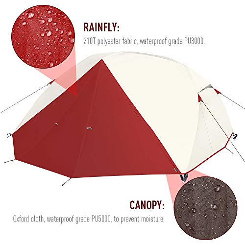 Forceatt Camping Tent, 2 Person Tent, Ultralight Tent for 3-4 Seasons, Waterproof and Windproof, Easy to Install, Suitable for Outdoor Sports such as Tourism, Camping, Trekking