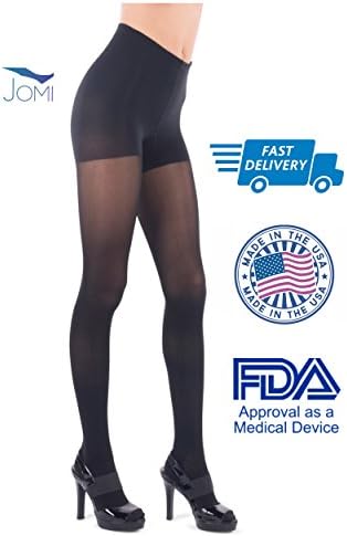 Jomi Compression Pantyhose Collection, 30-40mmHg Sheer Closed Toe 376 (Medium, Black)