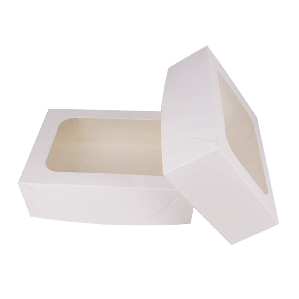 ZMCYN 20 Pack 8 Inch White Cookie Boxes with Window, 8” x 5.75” x 2.5” White Cake Bakery Boxes for Cookies, Pastries, Biscuits, Pie