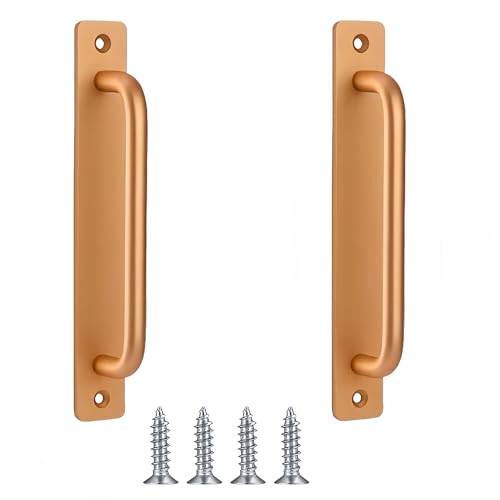 MIEGUIWOR 2 Pièces Poignée de Porte de Grange Coulissante,Poignées Traction de Porte pour Grange, Porte en Bois, Jardin Extérieure,Armoire Placard (dorée,210mm)